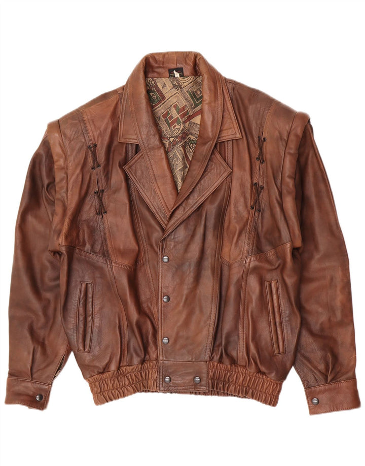 Vintage Mens Leather Jacket UK 40 Large Brown Leather