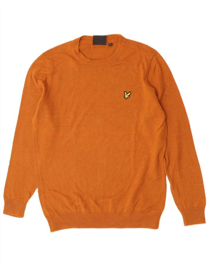 Lyle & Scott Mens Crew Neck Jumper Sweater Medium Orange Cotton