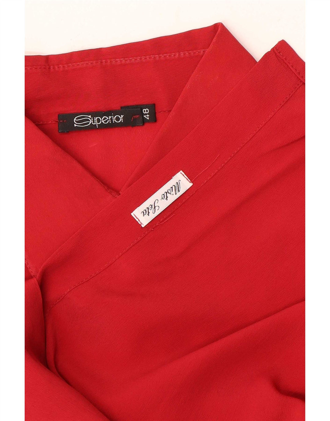 Superior Womens Shirt Blouse IT 48 XL Red Silk