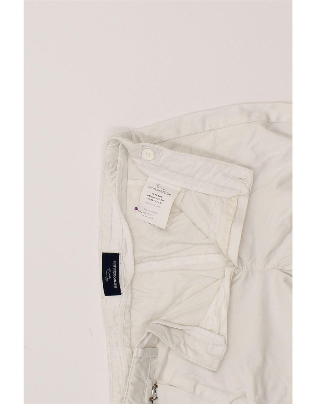 HARMONT & BLAINE Boys Chino Shorts 11-12 Years W26  White Polyester Vintage Harmont & Blaine and Second-Hand Harmont & Blaine from Messina Hembry 