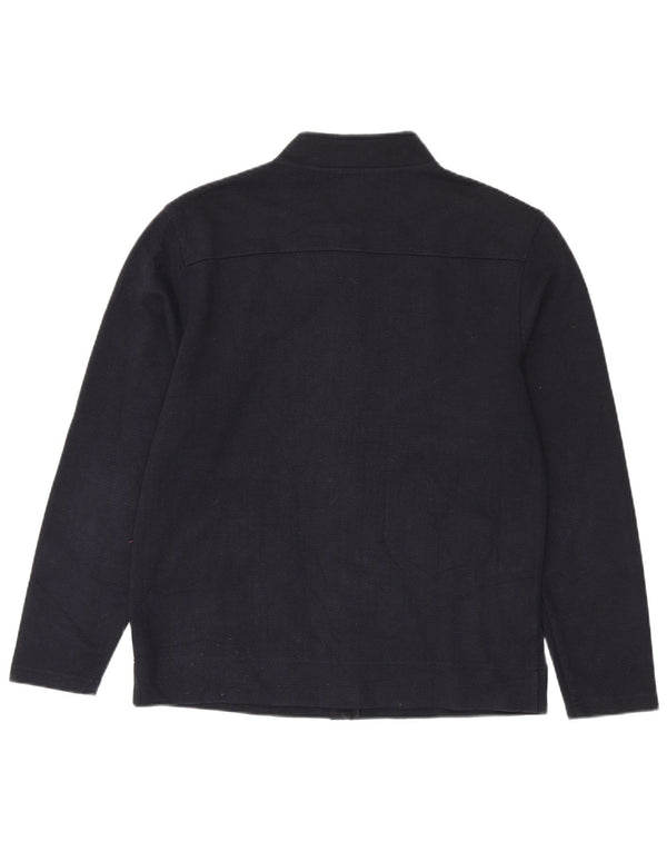 Massimo Dutti Mens Tracksuit Top Jacket Large Navy Blue Herringbone