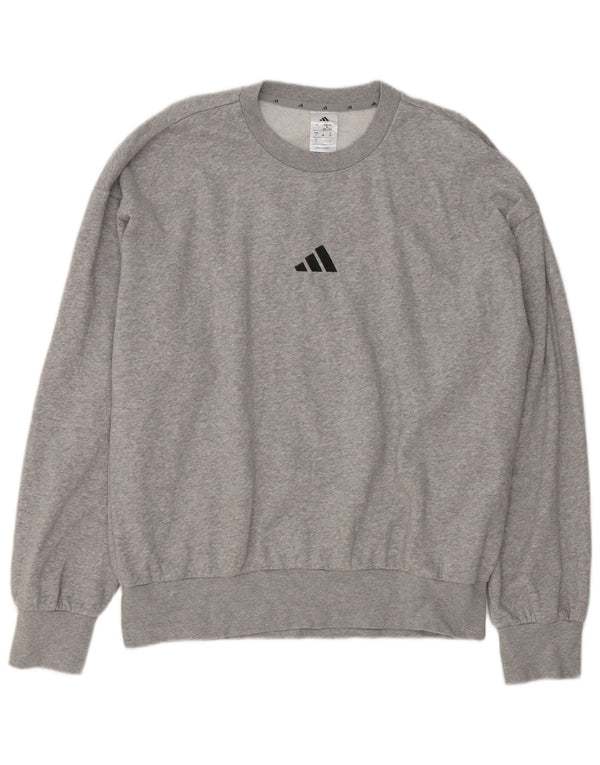 Adidas Mens Graphic Sweatshirt Jumper Large Grey Flecked Cotton