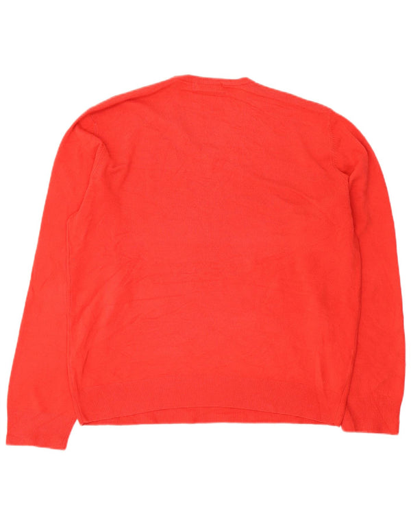 Marks & Spencer Mens Blue Harbour V-Neck Jumper Sweater Large Red Acrylic