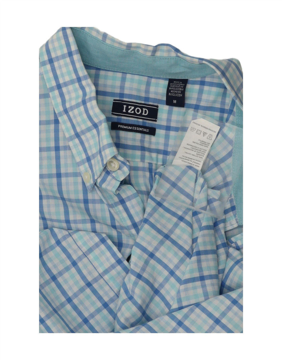 IZOD Mens Shirt Medium Blue Check Cotton Vintage Izod and Second-Hand Izod from Messina Hembry 