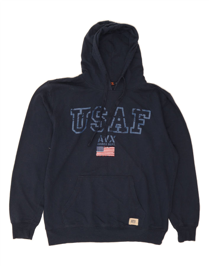 AVIREX Womens Graphic Hoodie Jumper UK 20 2XL Navy Blue Cotton Vintage Avirex and Second-Hand Avirex from Messina Hembry 