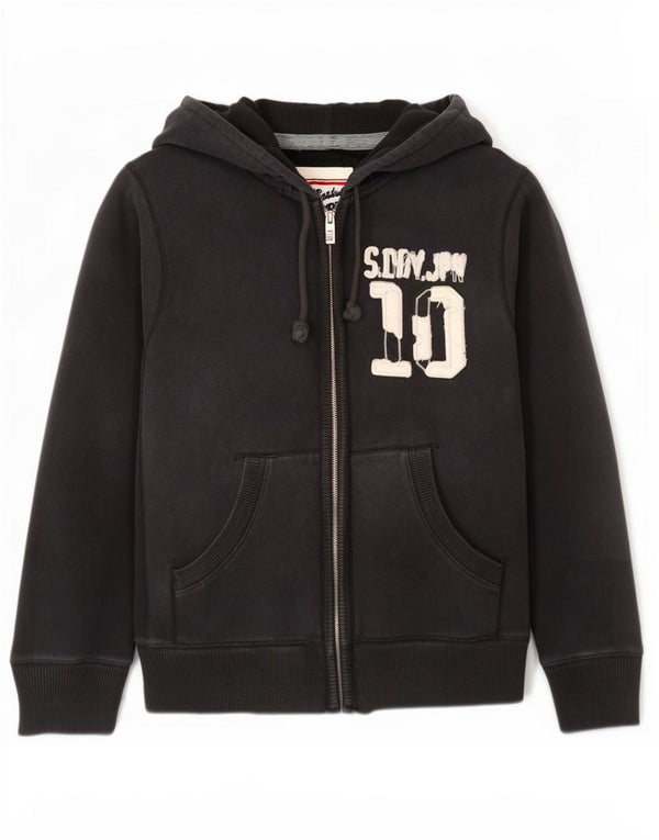 Superdry Mens Graphic Zip Hoodie Sweater 2XL Black Cotton
