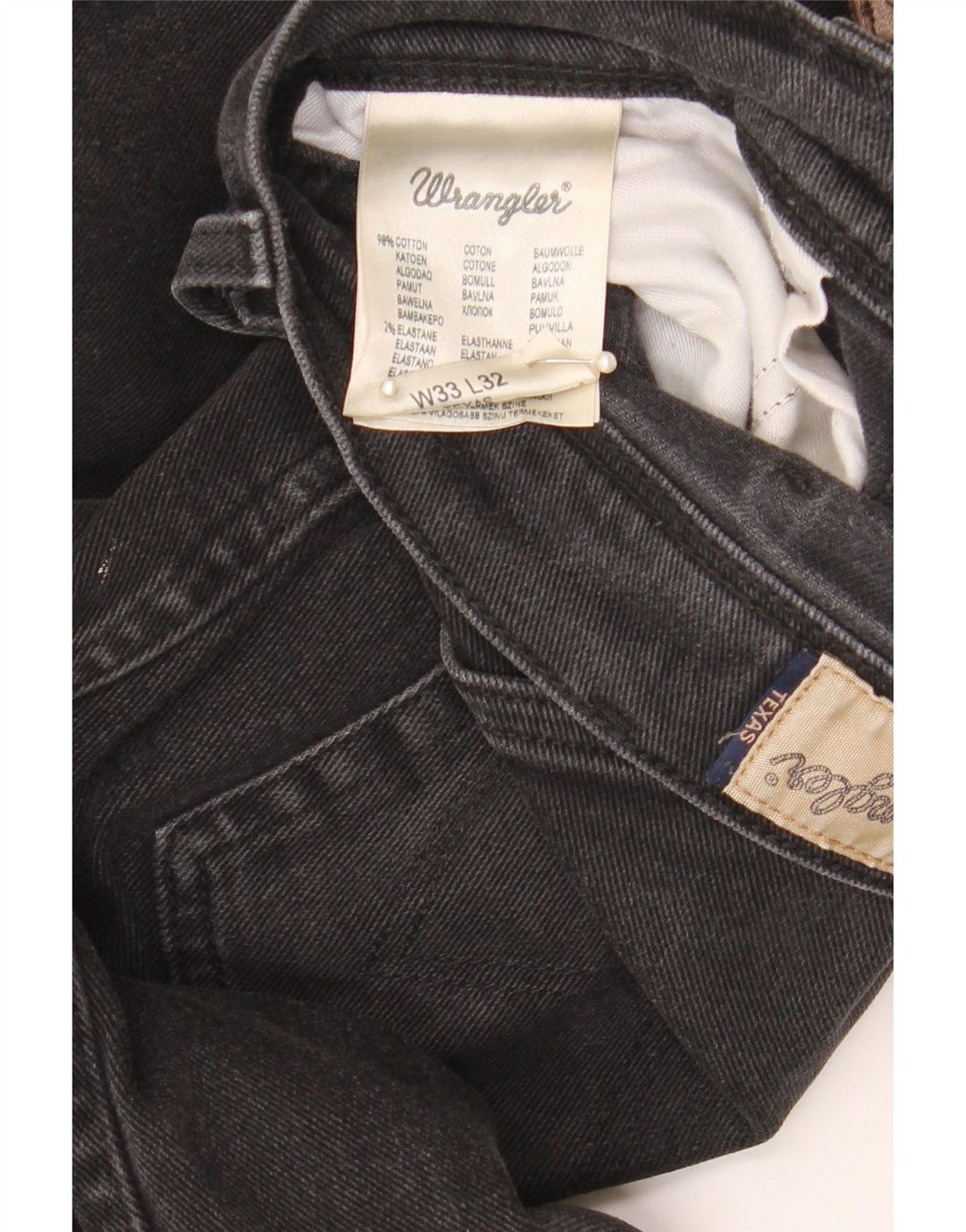 Wrangler Mens Texas Straight Jeans W33 L32 Black Cotton