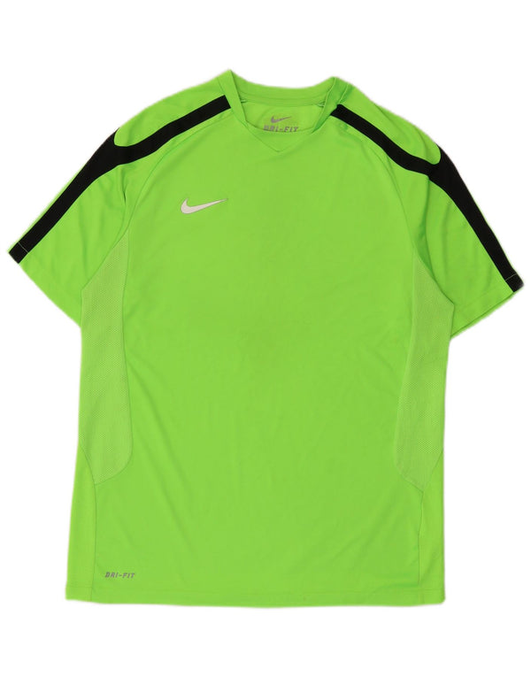 Nike Mens Dri Fit T-Shirt Top Medium Green Colourblock Polyester