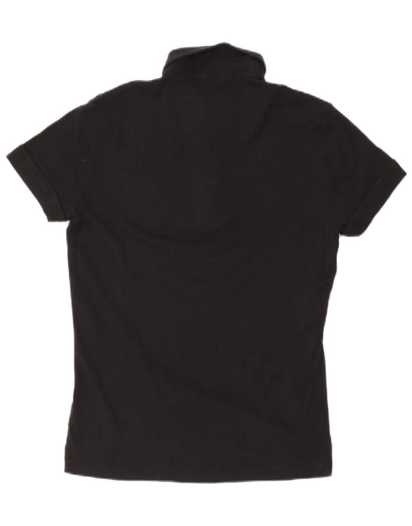 Gas Womens Polo Shirt UK 10 Small Black Cotton