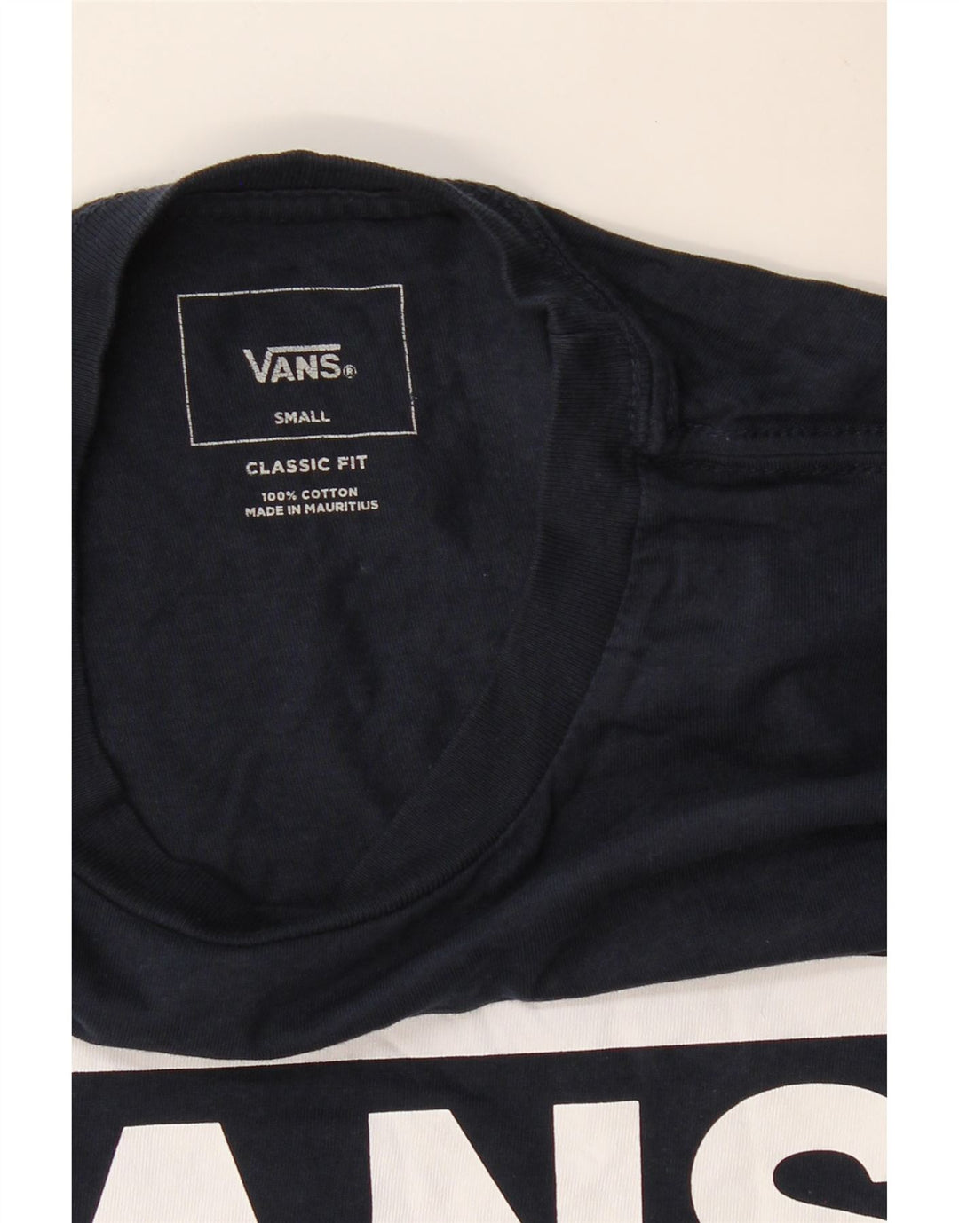 VANS Mens Classic Fit Graphic Top Long Sleeve Small Navy Blue Cotton