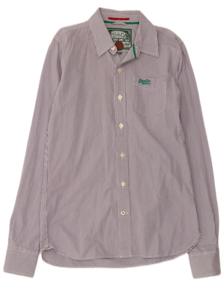 SUPERDRY Mens Shirt Medium Purple Pinstripe Cotton