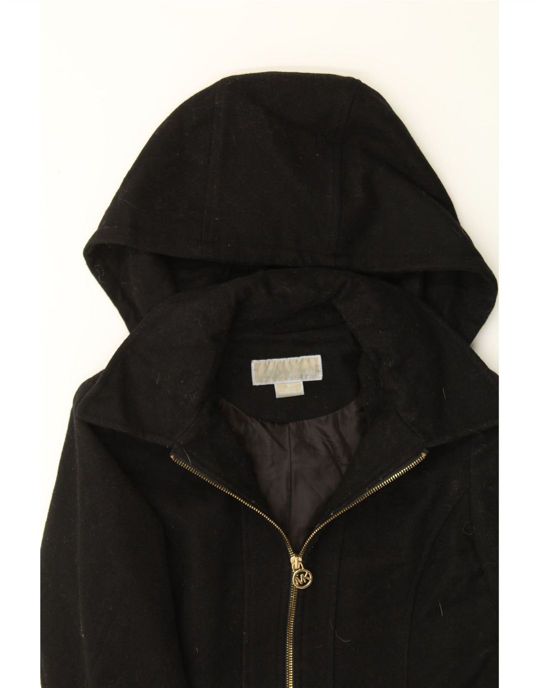 MICHAEL KORS Womens Hooded Overcoat UK 10 Small Black Wool Vintage Michael Kors and Second-Hand Michael Kors from Messina Hembry 