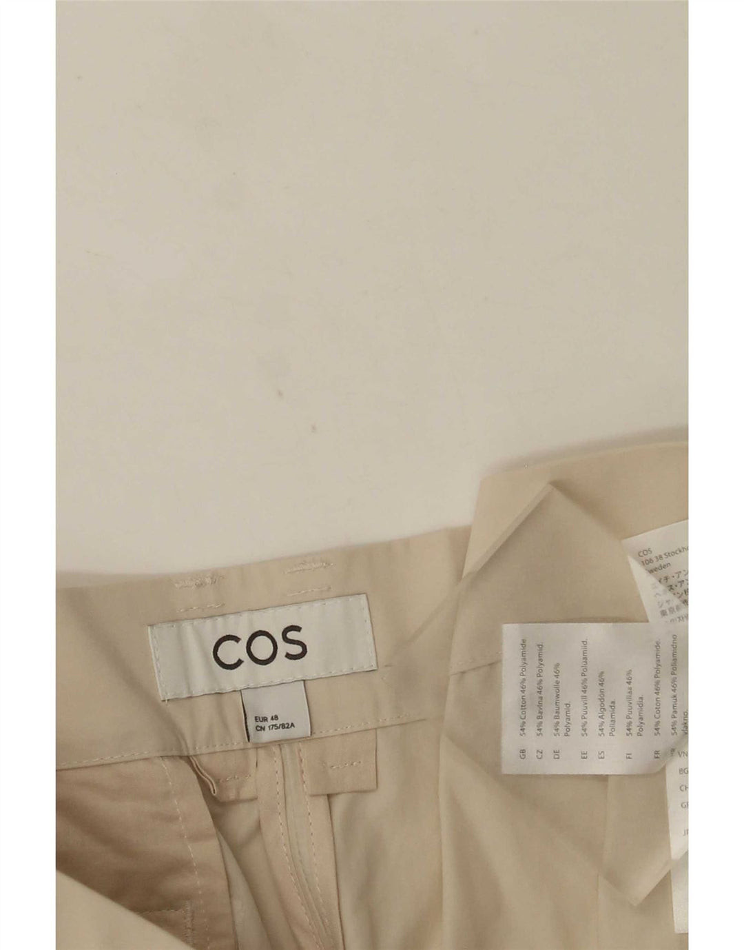 Cos Mens Pegged Cargo Trousers EU 48 Medium W32 L28 Beige Cotton