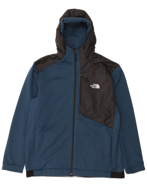 The North Face Mens Zip Hoodie Sweater XL Navy Blue Colourblock Polyester