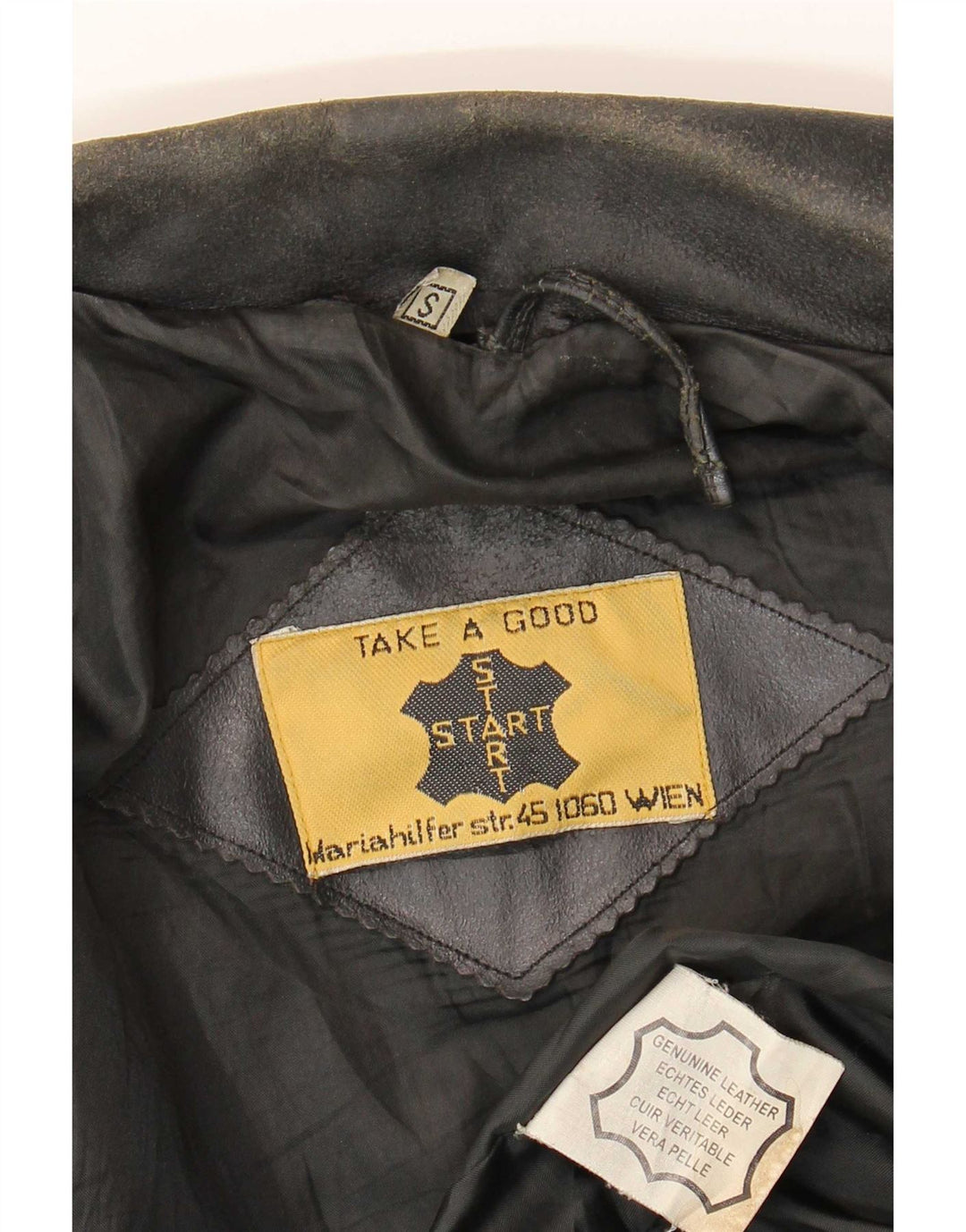 Vintage Mens Leather Jacket UK 36 Small Black Leather