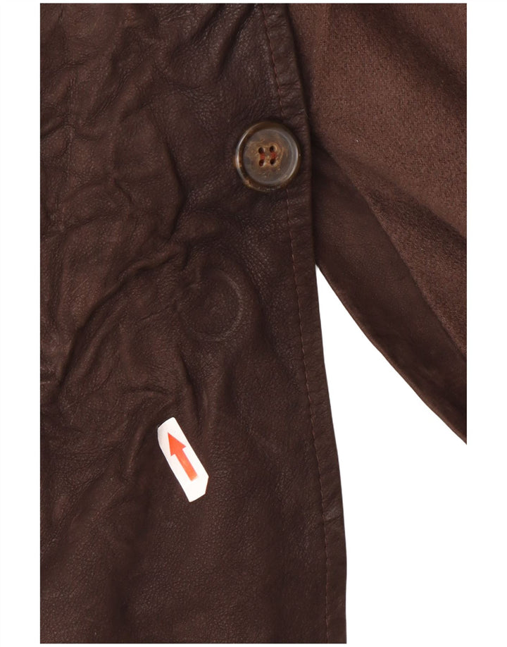 Vintage Mens Leather Coat UK 44 2XL Brown Classic