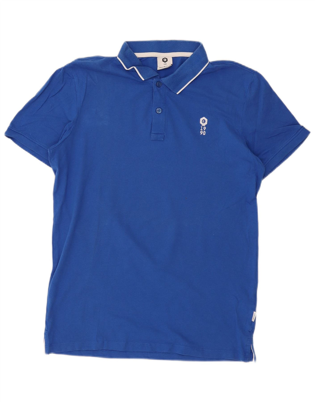 JACK & JONES Mens Core Polo Shirt Medium Blue Cotton