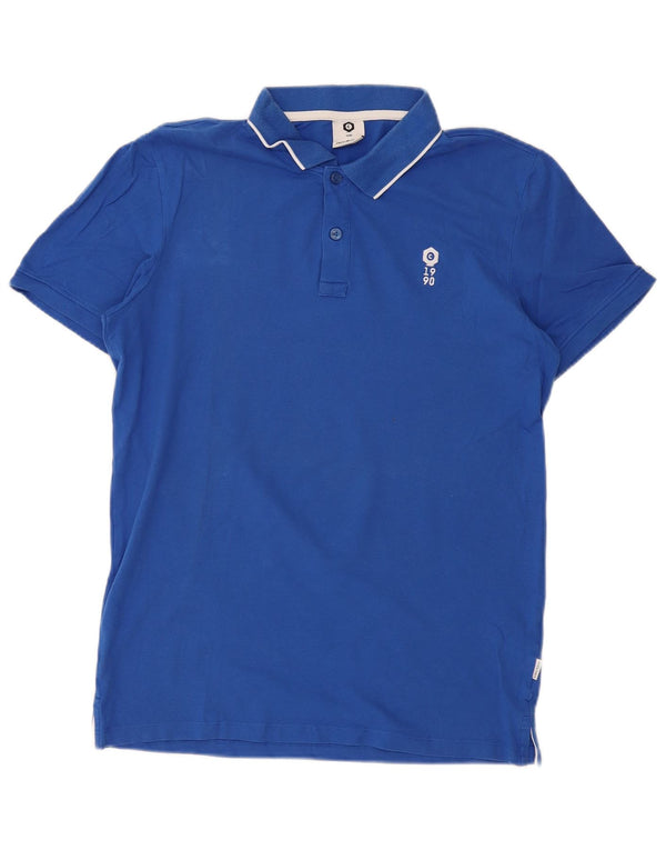 JACK & JONES Mens Core Polo Shirt Medium Blue Cotton