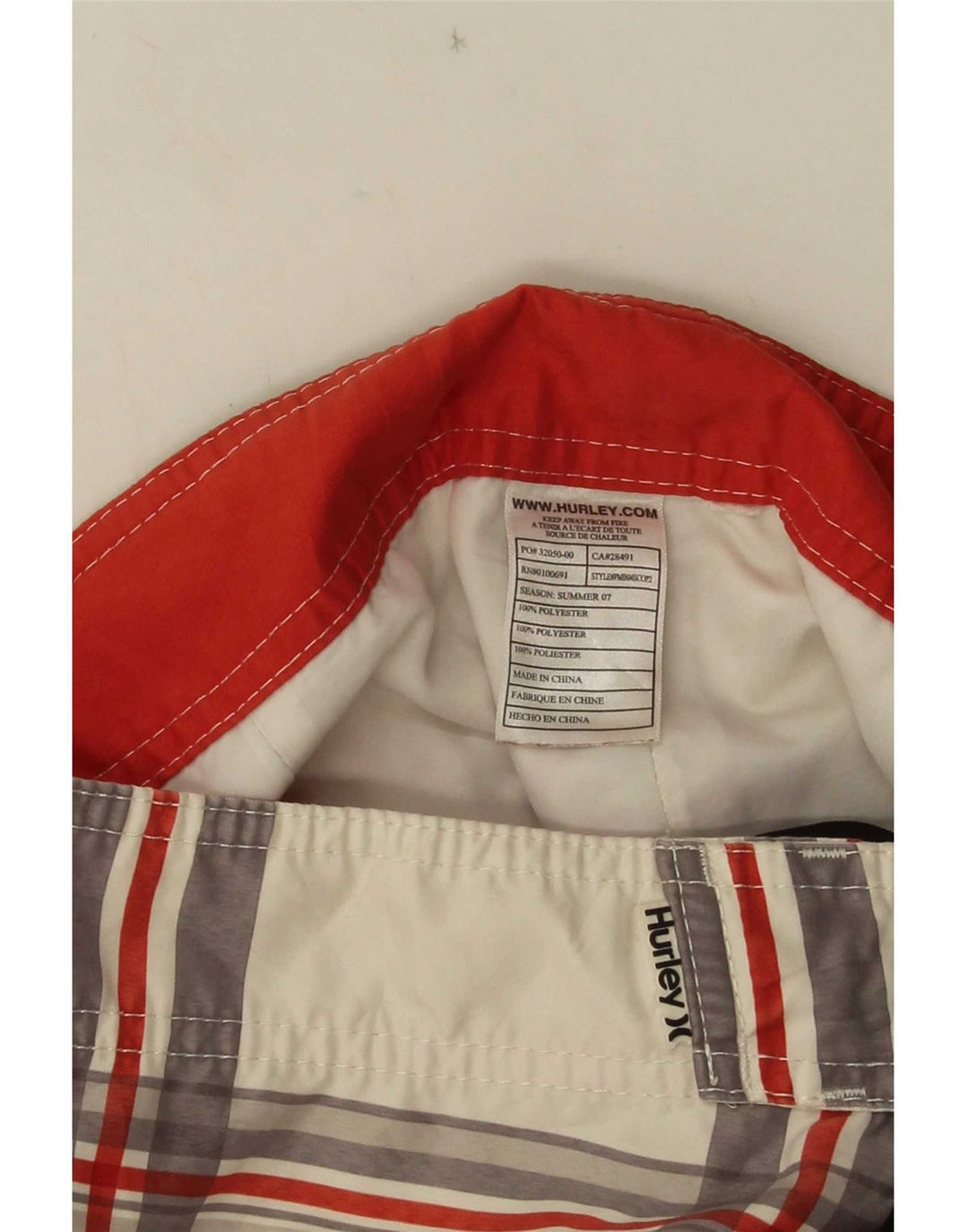 Hurley Mens Graphic Swimming Shorts Large White Check Polyester
