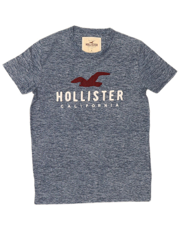 Hollister Mens Graphic T-Shirt Top Small Navy Blue Flecked Cotton