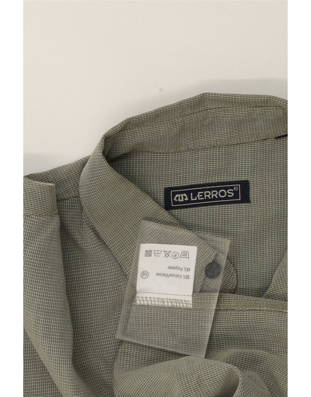 LERROS Mens Shirt Large Green Striped Viscose Vintage Lerros and Second-Hand Lerros from Messina Hembry 