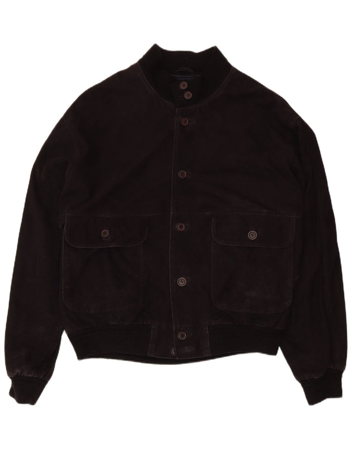 ZARRO Mens Suede Bomber Jacket IT 54 2XL Black Leather