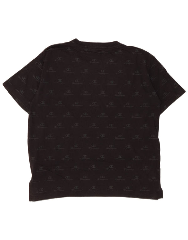 CHAMPION Womens Oversized Graphic T-Shirt Top UK 10 Small Black Cotton