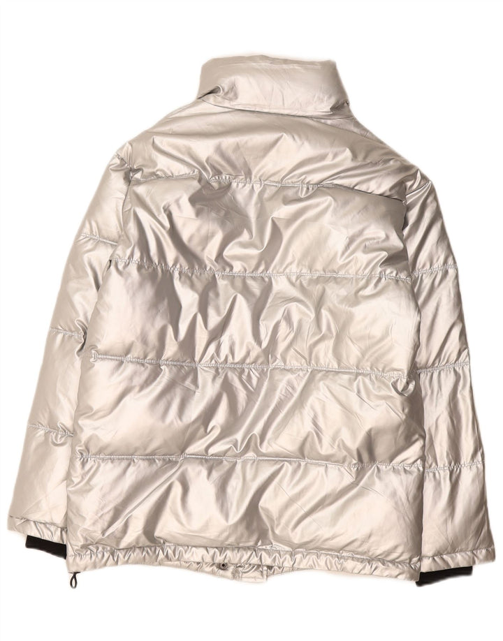 Topshop Womens Oversized Padded Jacket UK 8 Small Silver Polyethylene
