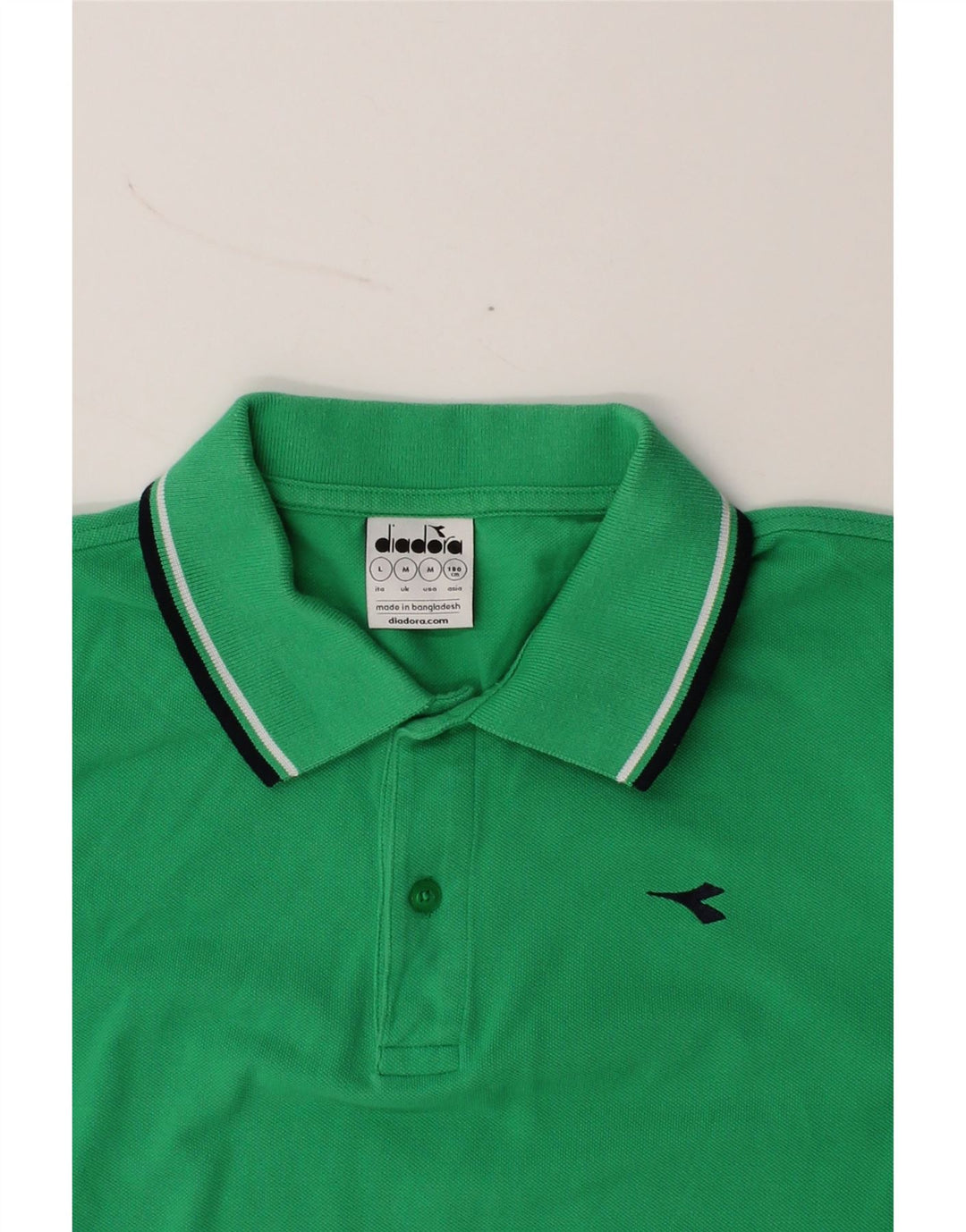 DIADORA Mens Polo Shirt Medium Green Cotton Vintage Diadora and Second-Hand Diadora from Messina Hembry 