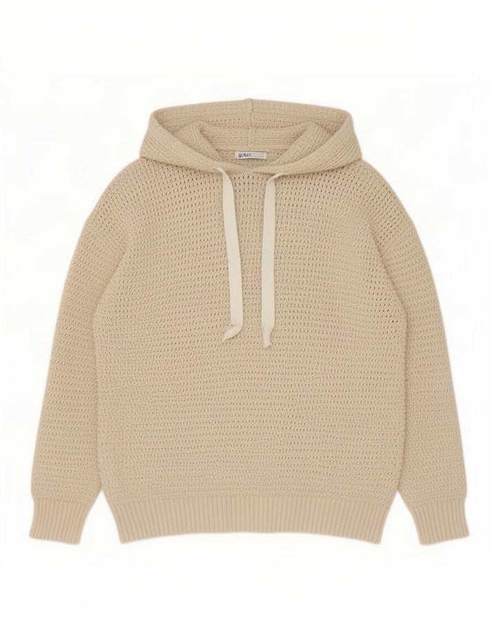 Zara Mens Hooded Jumper Sweater Large Beige