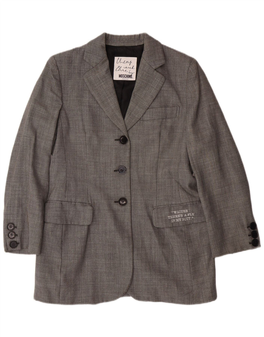 MOSCHINO Womens Cheap and Chic Blazer Jacket UK 14 Large Grey Classic