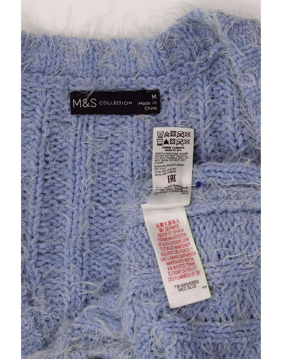 Marks & Spencer Womens Cardigan Sweater UK 14 Medium Blue Polyester