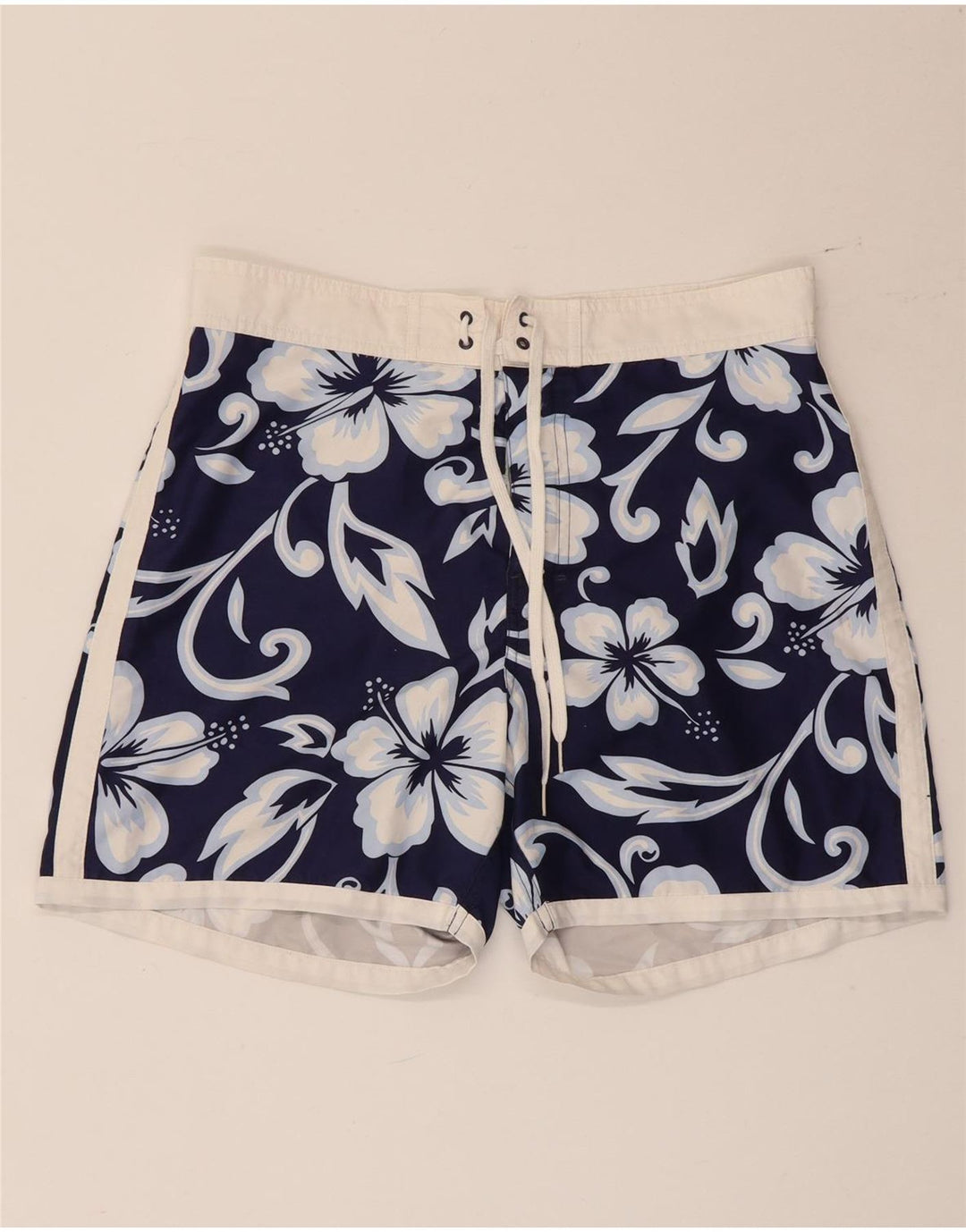 Sundek Mens Swimming Shorts Medium  Navy Blue Floral Polyester