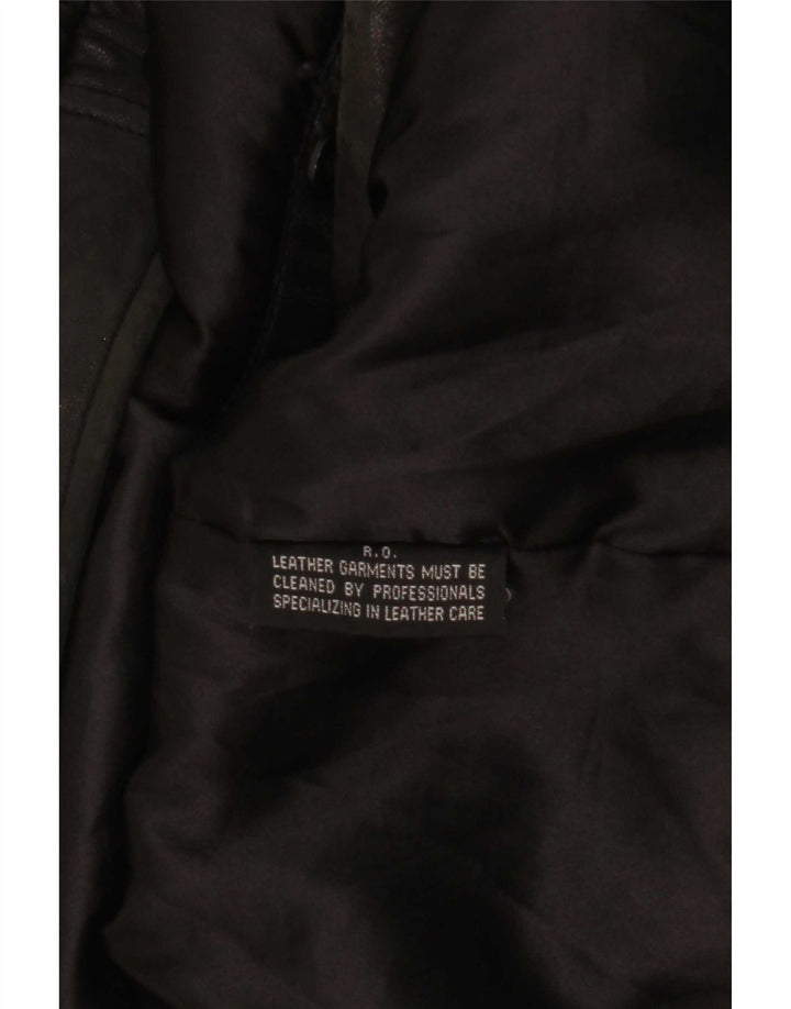 Hathaway Mens Leather Jacket UK 42 XL Black Leather