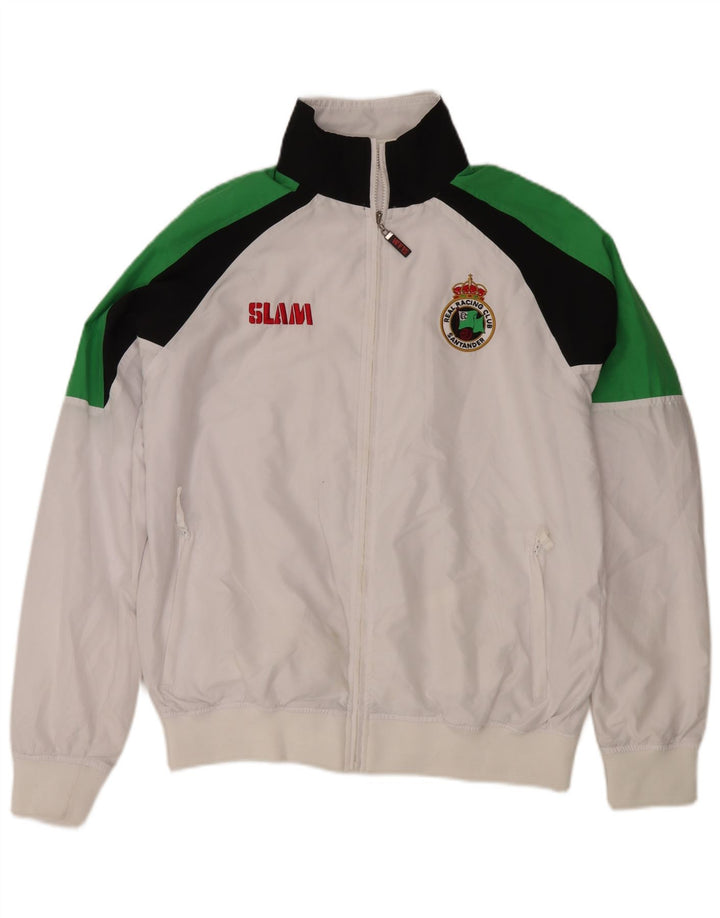Slam Mens Graphic Tracksuit Top Jacket Large White Colourblock Polyester