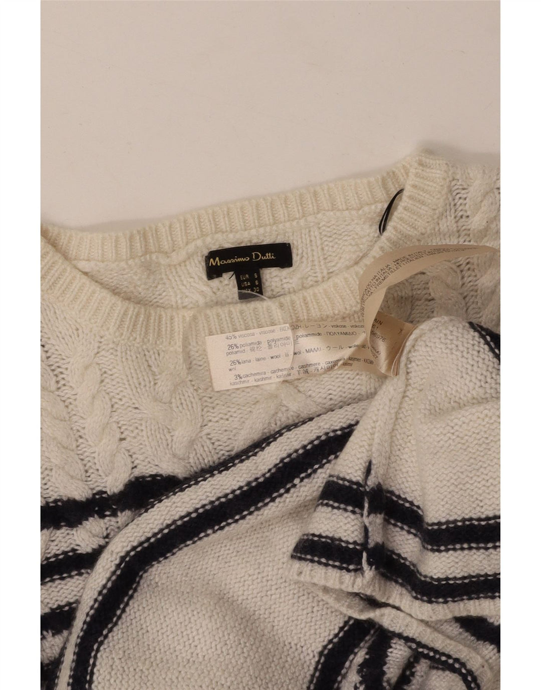 MASSIMO DUTTI Womens Fitted Boat Neck Jumper Sweater UK 8 Small White