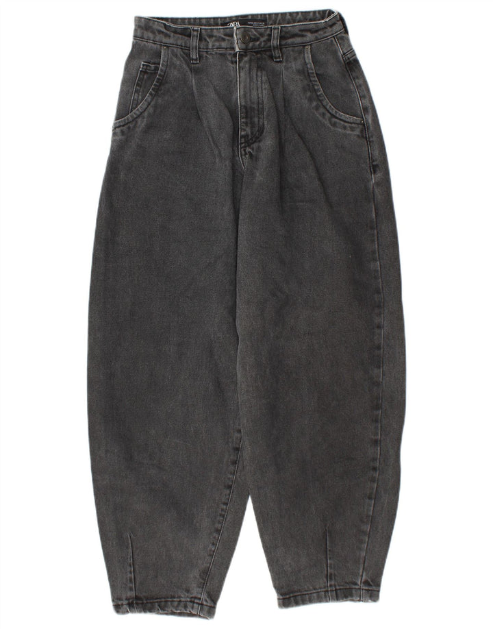 ZARA Womens Balloon Crop High Waist Jeans EU 34 2XS W24 L25 Grey