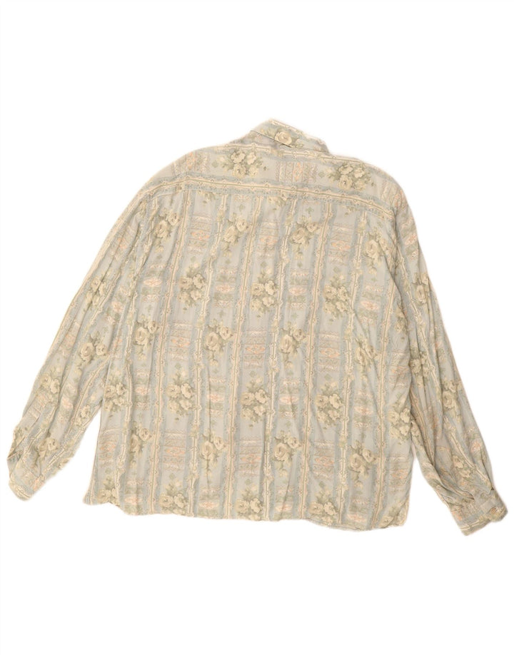 Vintage Mens Shirt Medium Blue Floral