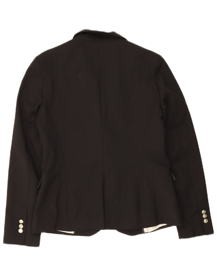 ZARA Womens 1 Button Blazer Jacket UK 12 Medium Black Cotton