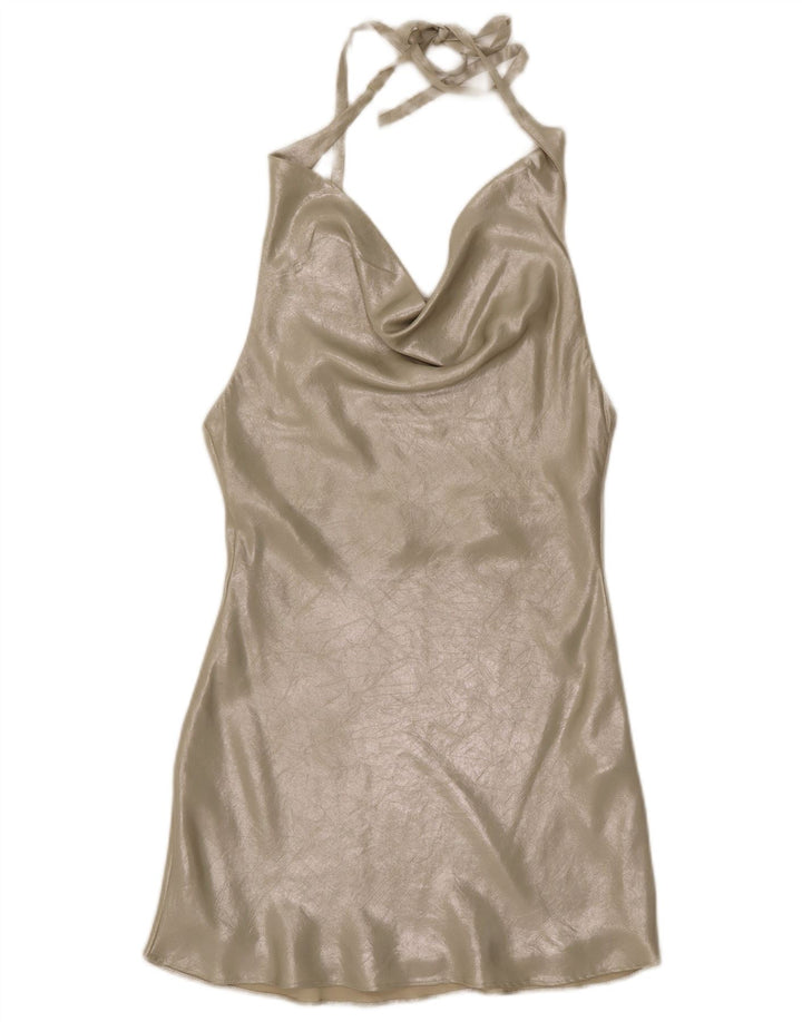 Zara Womens Halter Dress UK 6 XS Silver Polyester