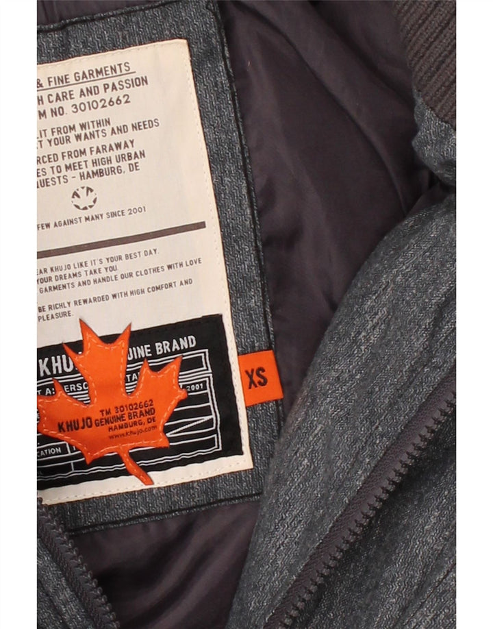 KHUJO Mens Hooded Padded Jacket UK 34 XS Grey Polyester