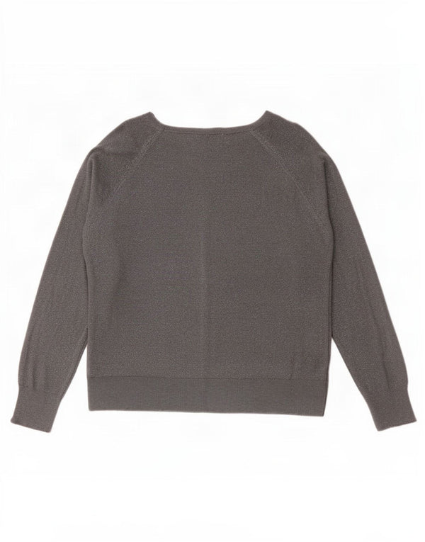 Zara Womens Boat Neck Jumper Sweater UK 16 Large Silver Flecked Viscose