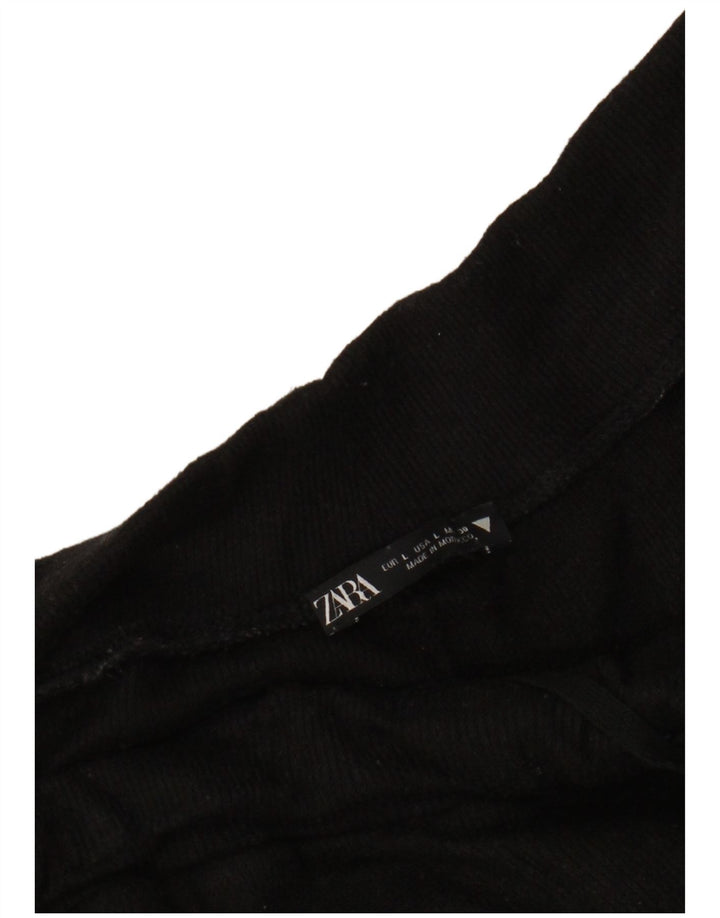 ZARA Womens Tracksuit Trousers Joggers UK 16 Large  Black