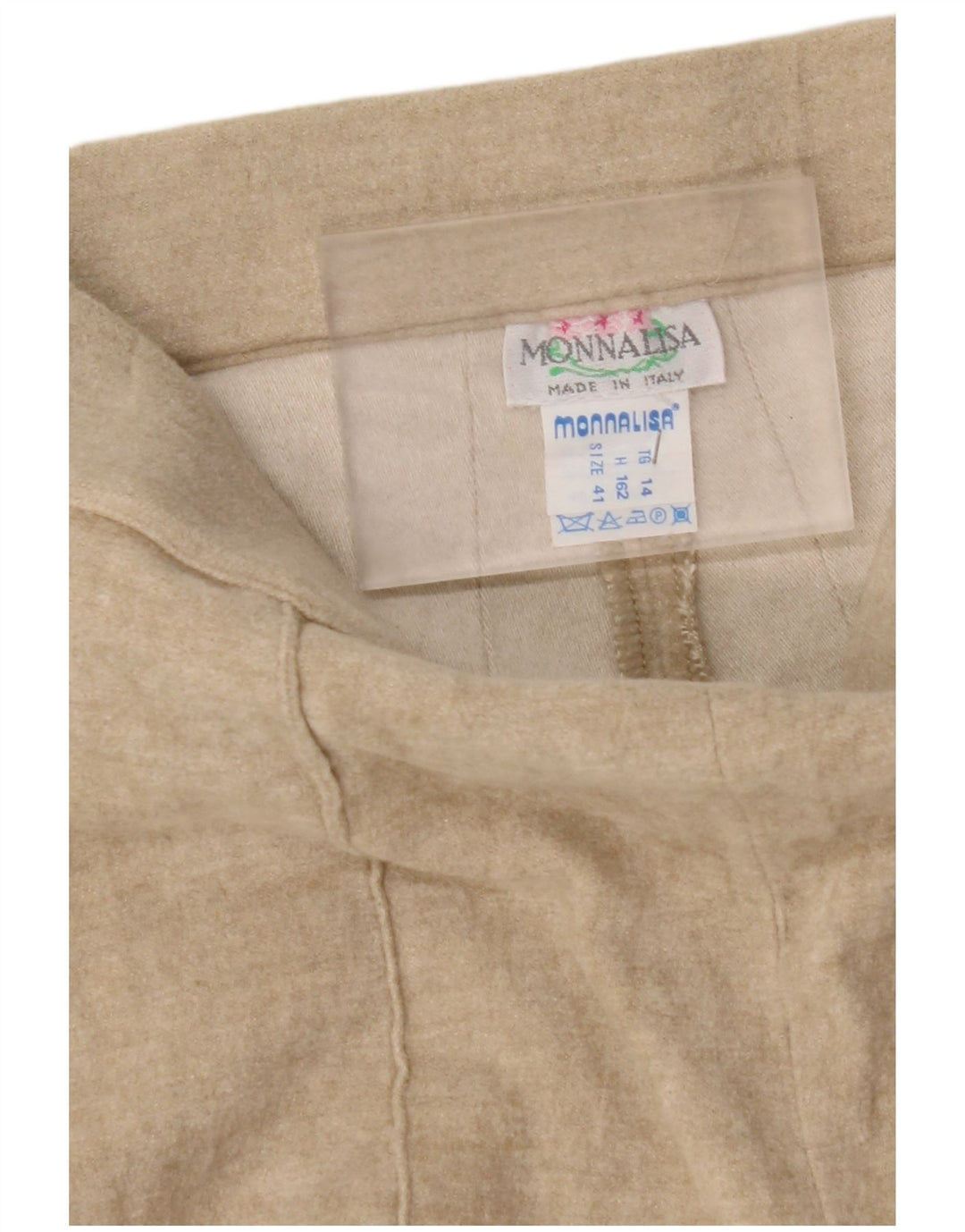 MONNALISA Womens High Waist Suit Trousers IT 41 Medium W24 L26 Beige