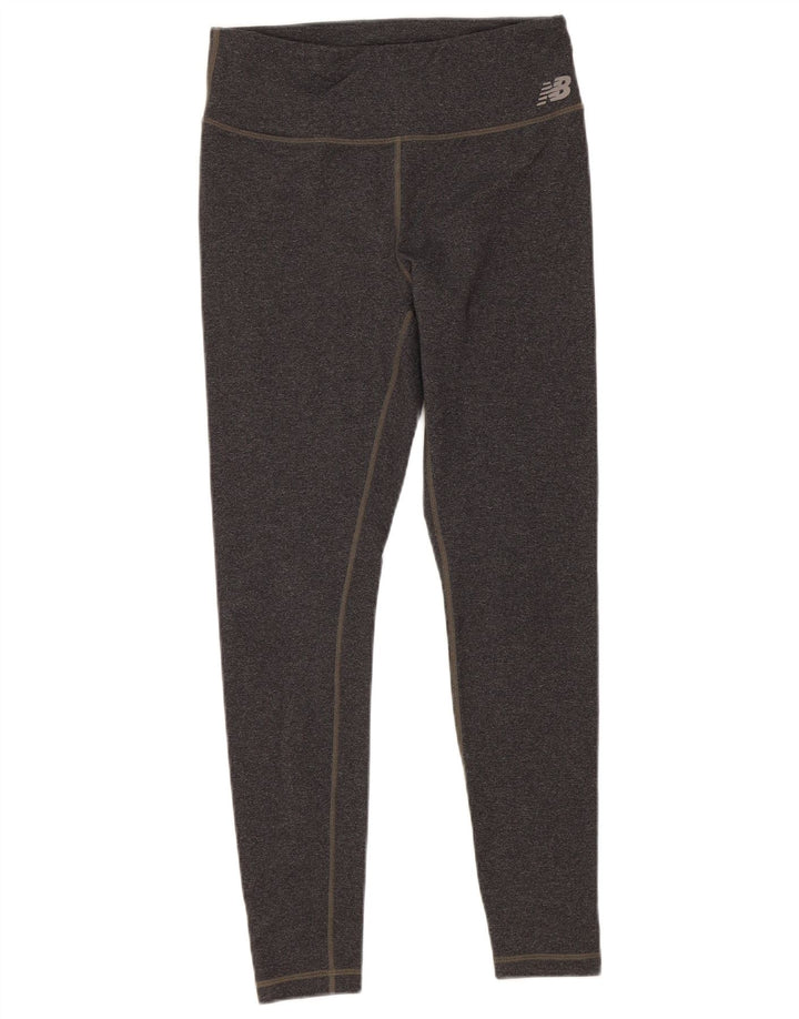 NEW BALANCE Womens Capri Leggings UK 12 Medium Grey Flecked Polyester