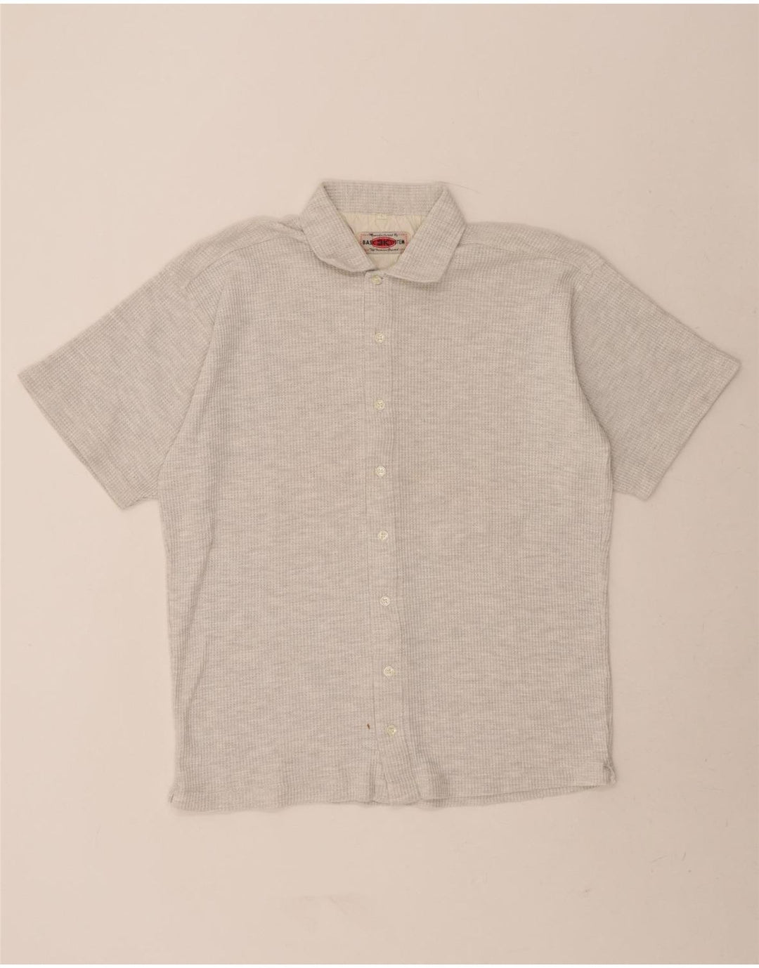 BASIC 3K SYSTEM  Mens Short Sleeve Shirt Large Grey Cotton Vintage BASIC 3K SYSTEM and Second-Hand BASIC 3K SYSTEM from Messina Hembry 