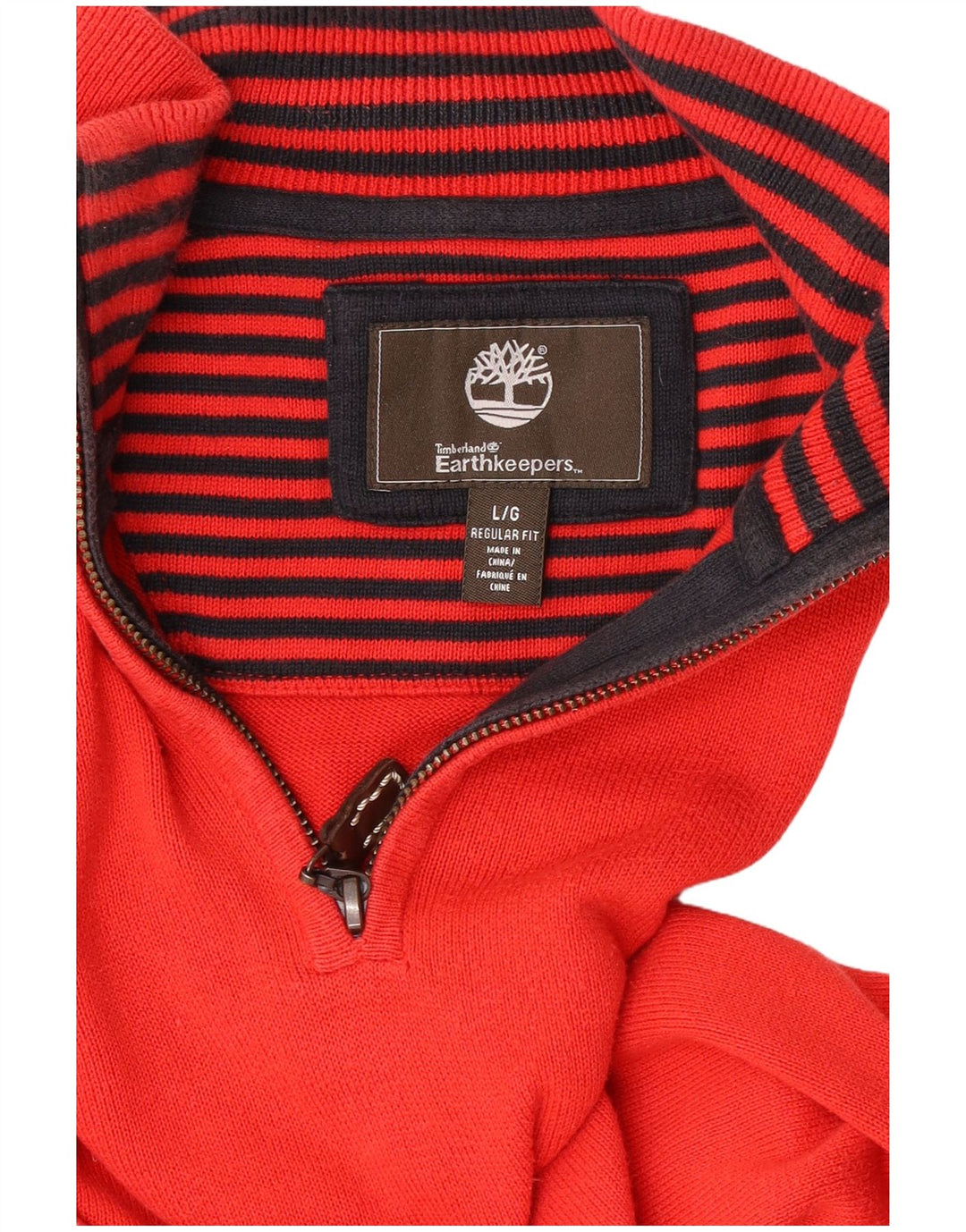 Timberland Mens Earthkeepers Regular Fit Zip Neck Jumper Sweater Large Red