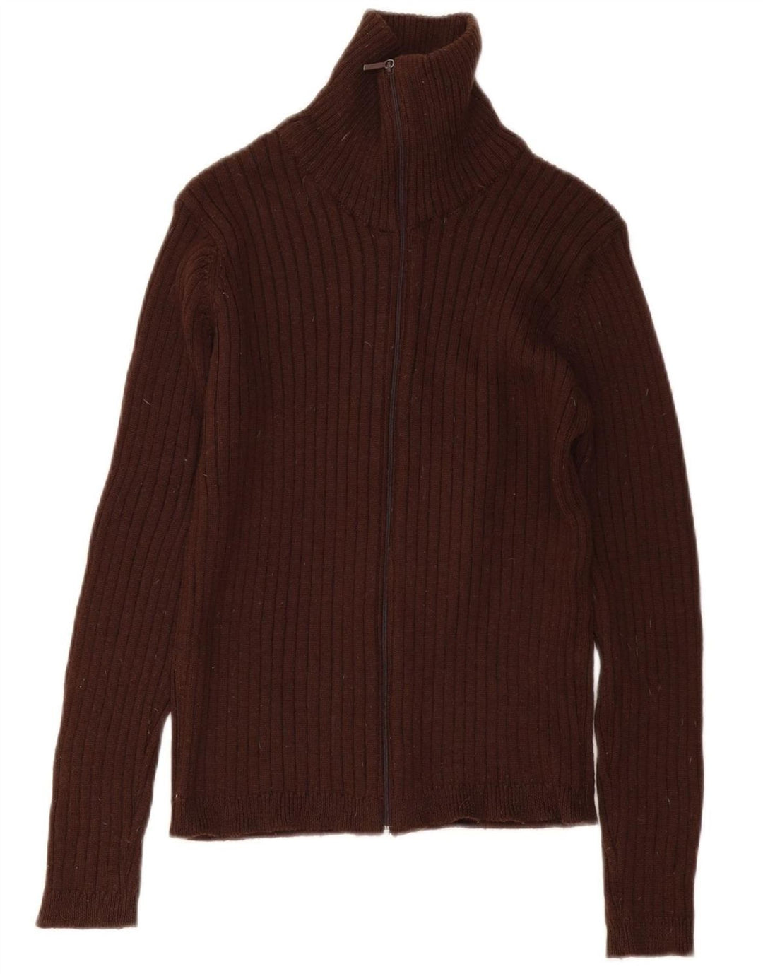 Zara Womens Cardigan Sweater UK 14 Medium Brown Wool