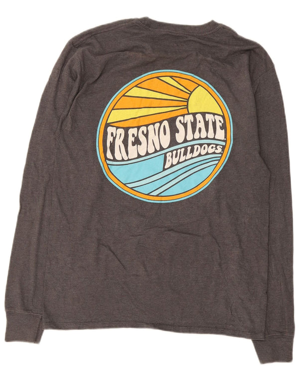 Champion Mens Fresno State Bulldogs Graphic Top Long Sleeve Medium Grey