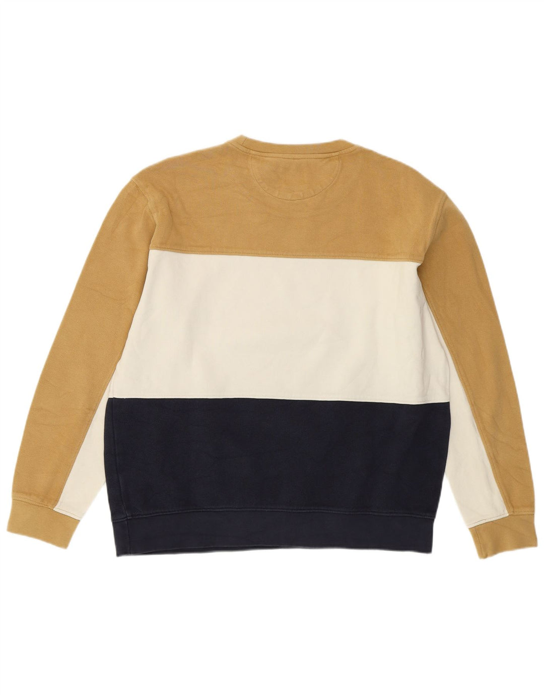 Zara Mens Sweatshirt Jumper Large Beige Colourblock Cotton
